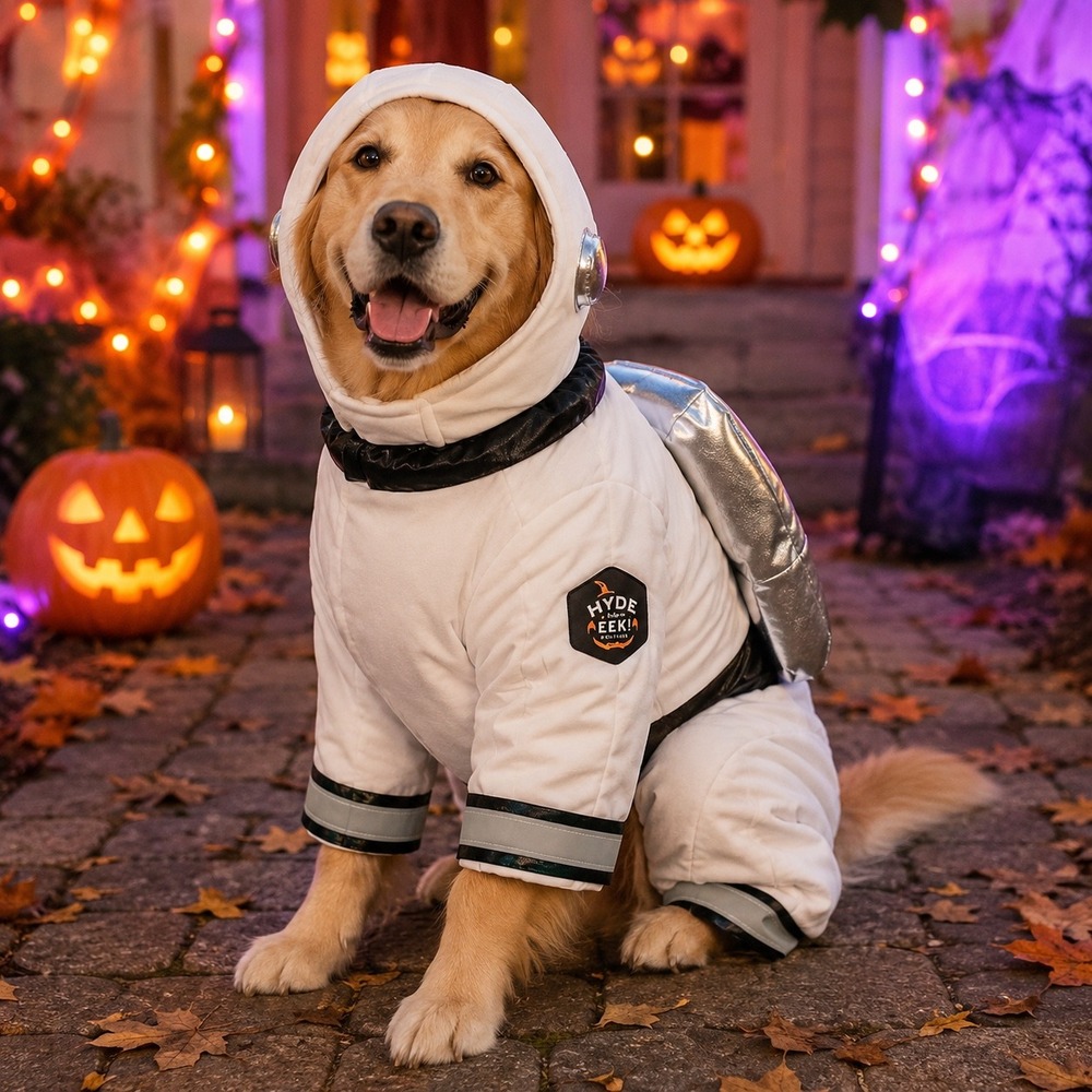 Hyde & EEK! Boutique Reflective Astronaut Pet Costume Set White Silver Large